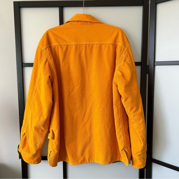 [L] Diesel Vintage Golden Yellow Corduroy Snap Down Jacket Green Quilted Lining - Picture 3 of 14
